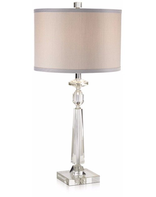 small geometric shapes column-style base sits Modern Crystal Table Lamp
