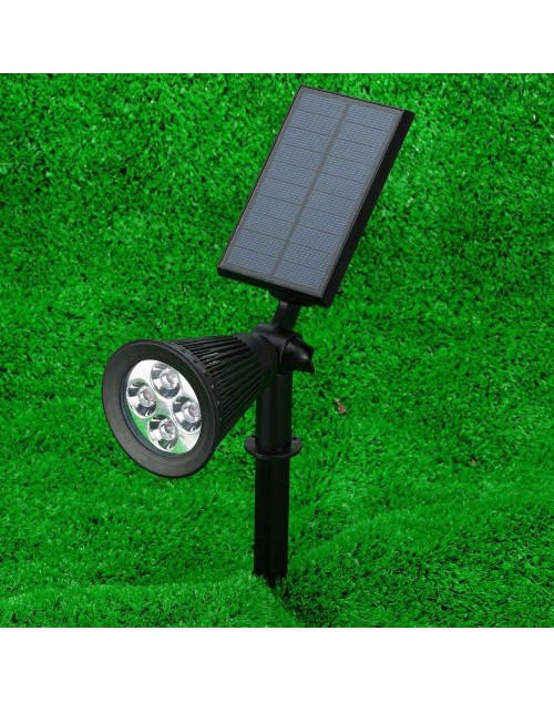 Rechargeable 4 LEDs 200LM Sensor Projector LED Solar Powered Lawn Lamp Light Landscape Fiture Garden Spotlight Lighting White